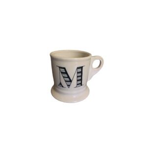 Anthropologie Letter “M” Cream and Black Ceramic Mug